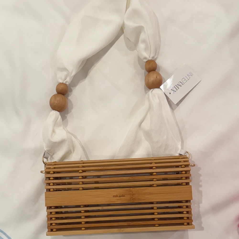NWT Cult Gaia Bamboo and Cream Shoulder Bag! Brand new with tags